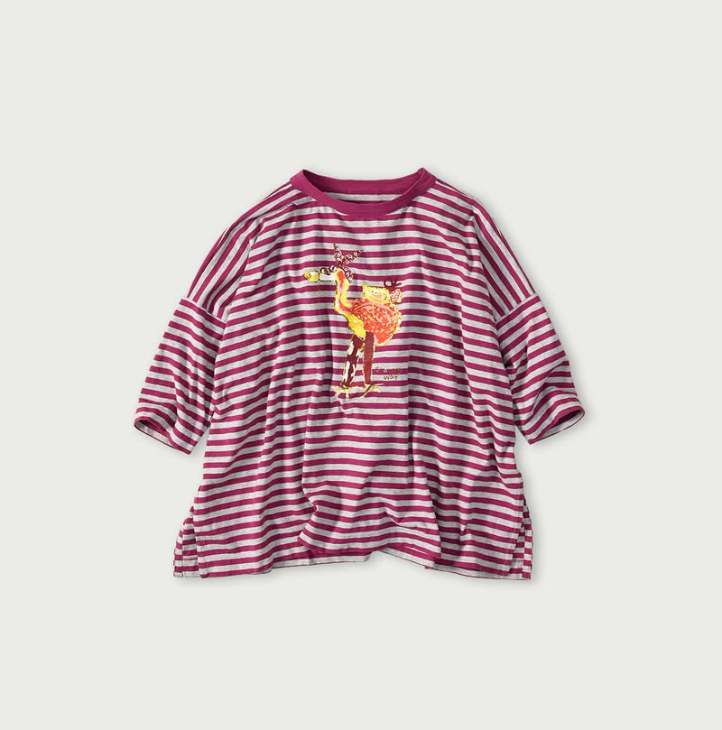 45R Stripe Flamingway Big Slit T-shirt (Top-dyed)