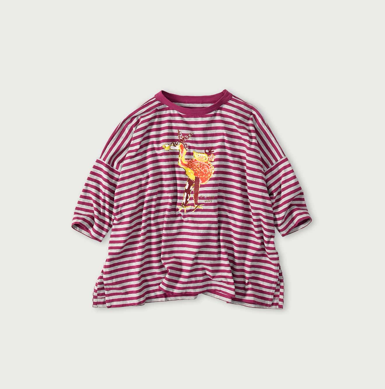 45R Stripe Flamingway Big Slit T-shirt (Top-dyed)