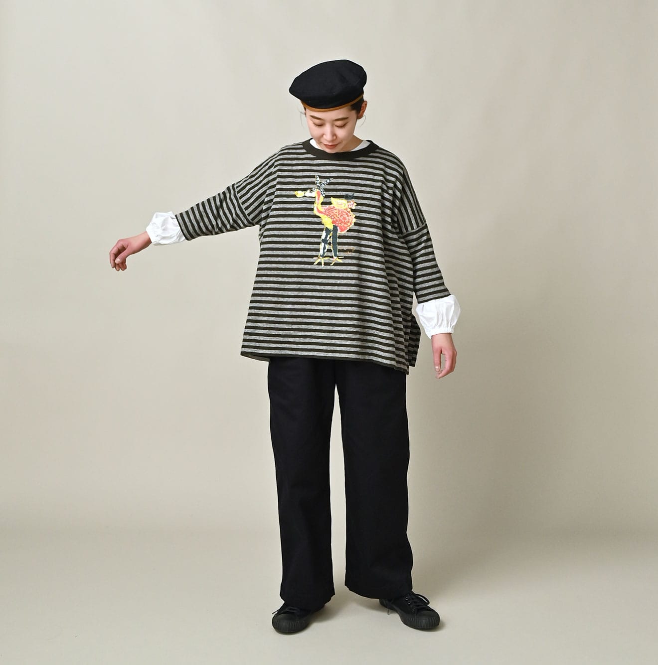 Stripe Flamingway Big Slit T-shirt (Top-dyed) | 45R Official