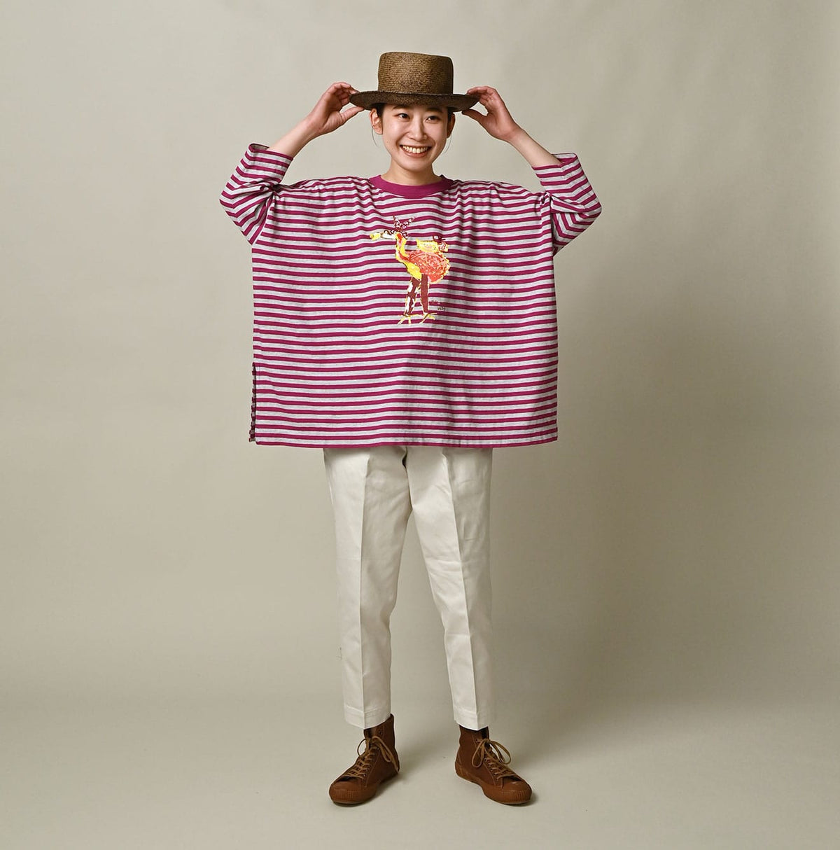 45R Stripe Flamingway Big Slit T-shirt (Top-dyed)