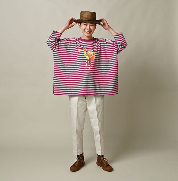 45R Stripe Flamingway Big Slit T-shirt (Top-dyed)