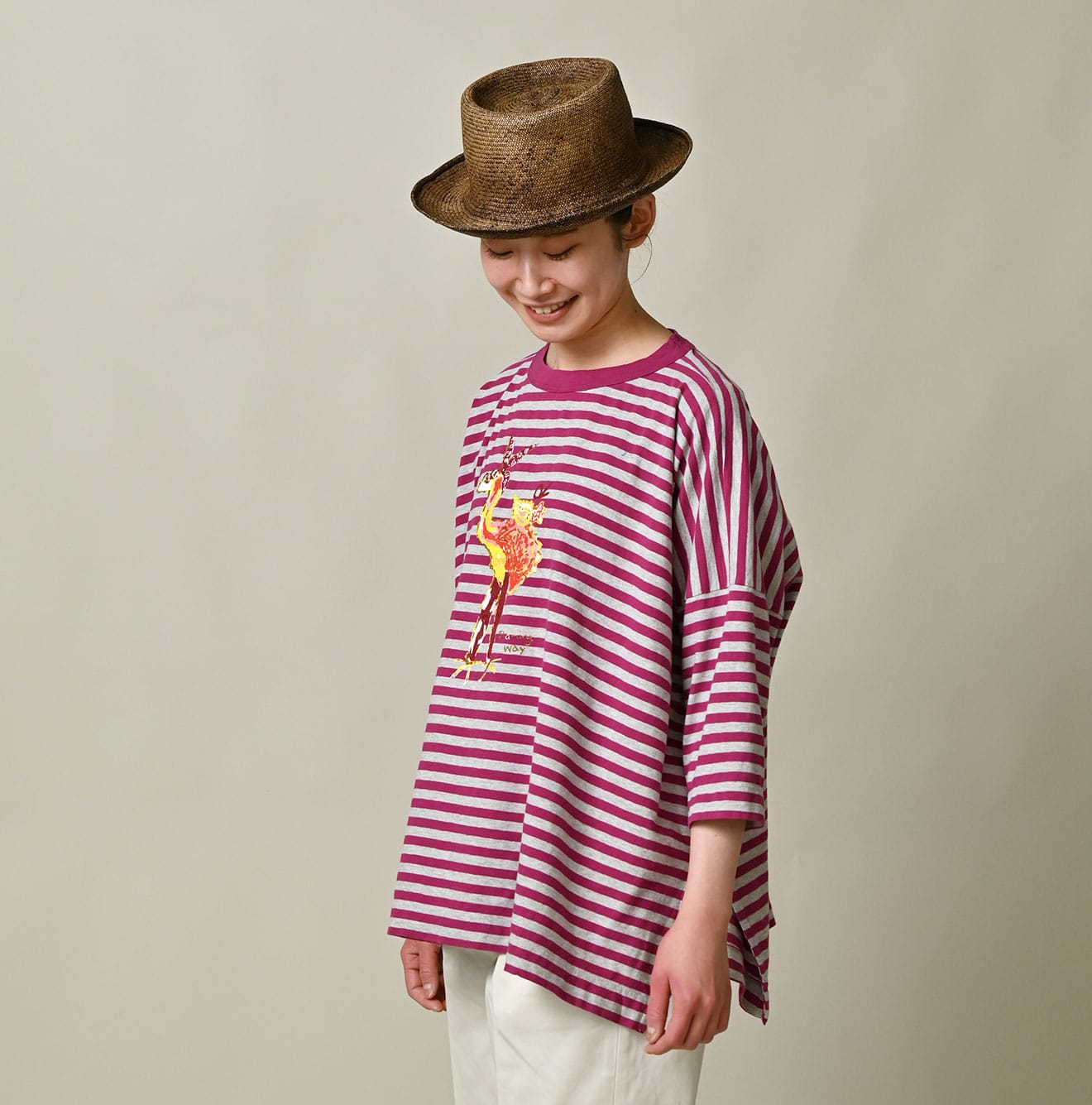 Stripe Flamingway Big Slit T-shirt (Top-dyed) | 45R Official
