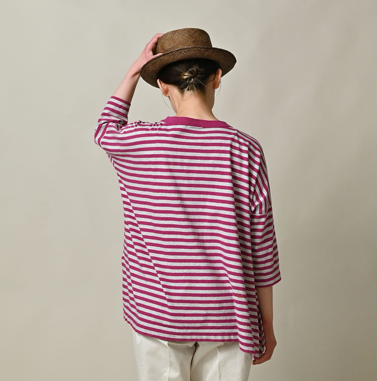 Stripe Flamingway Big Slit T-shirt (Top-dyed) | 45R Official
