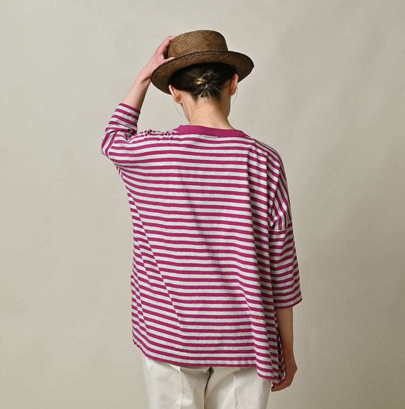 45R Stripe Flamingway Big Slit T-shirt (Top-dyed)