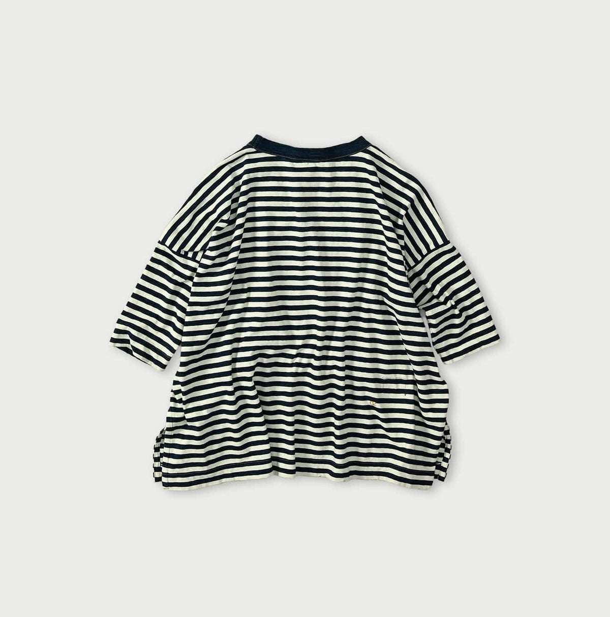 45R Indigo Stripe Flamingway Big Slit T-shirt