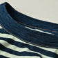 45R Indigo Stripe Flamingway Big Slit T-shirt