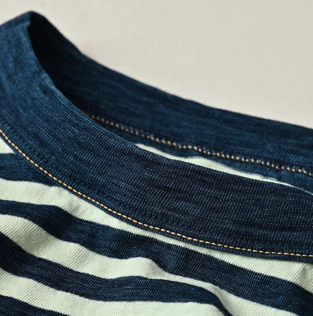 45R Indigo Stripe Flamingway Big Slit T-shirt