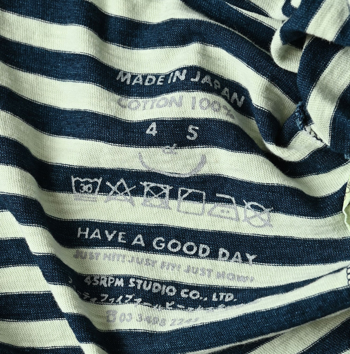 45R Indigo Stripe Flamingway Big Slit T-shirt