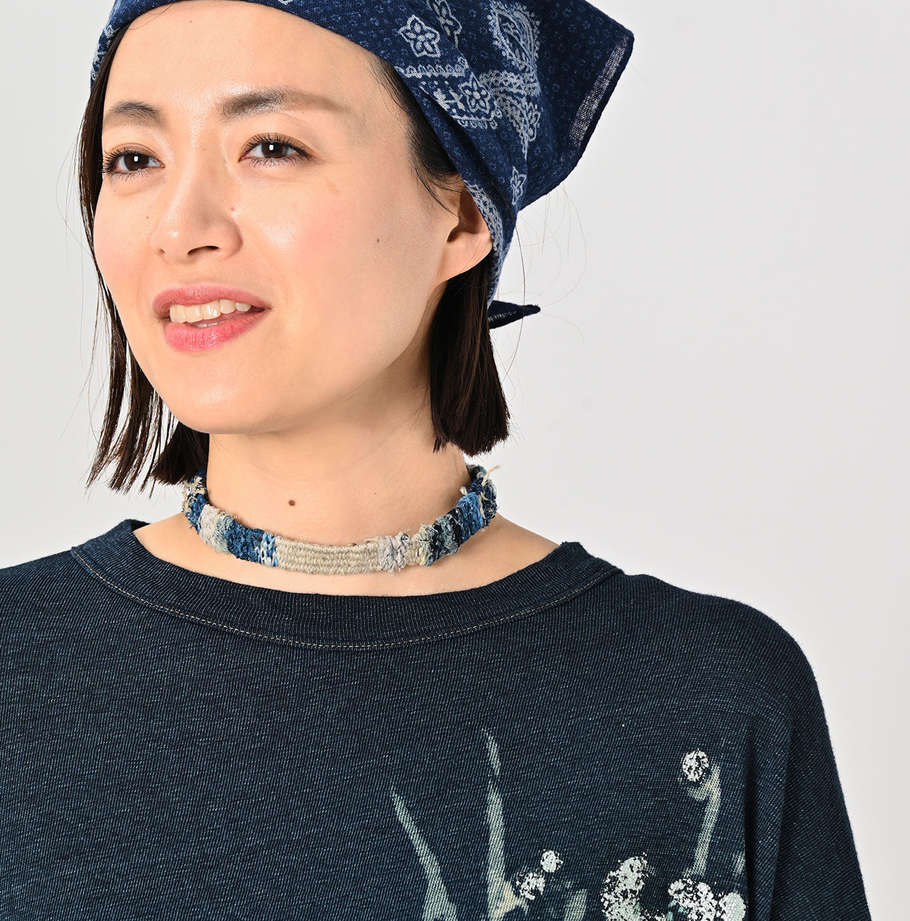 45R Indigo Gauze Tenjiku Plum Warbler T-shirt