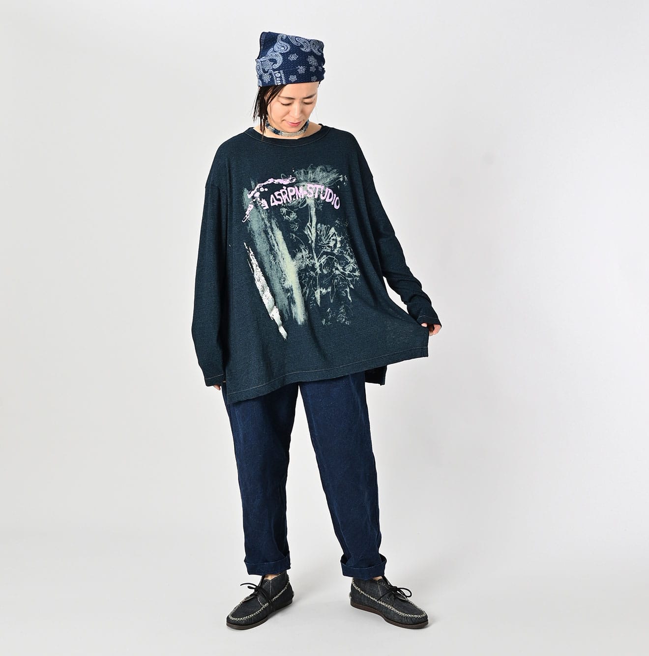 45R Indigo Gauze Tenjiku Margaret T-shirt