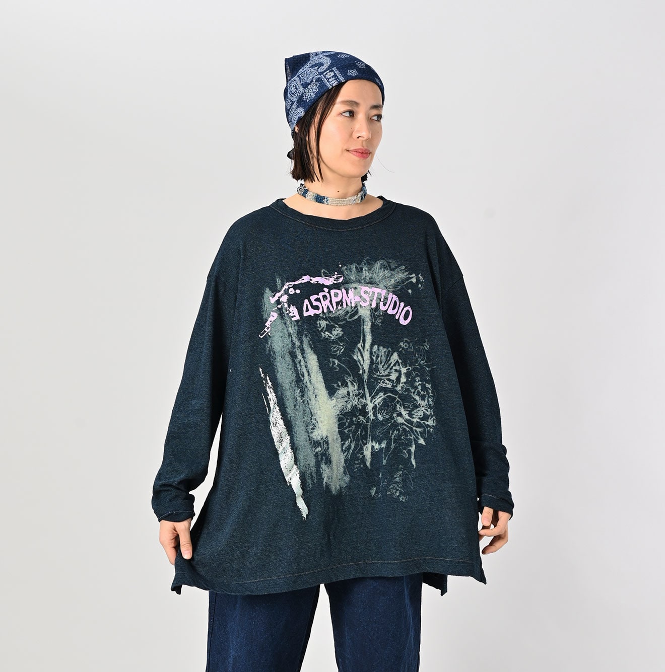 45R Indigo Gauze Tenjiku Margaret T-shirt