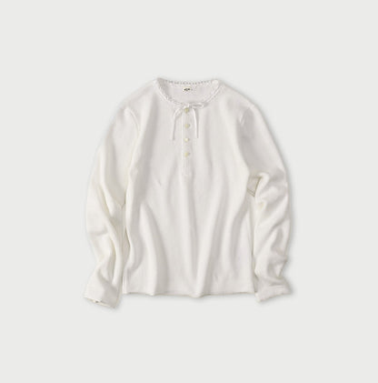 Rib Knit-sewn Henley