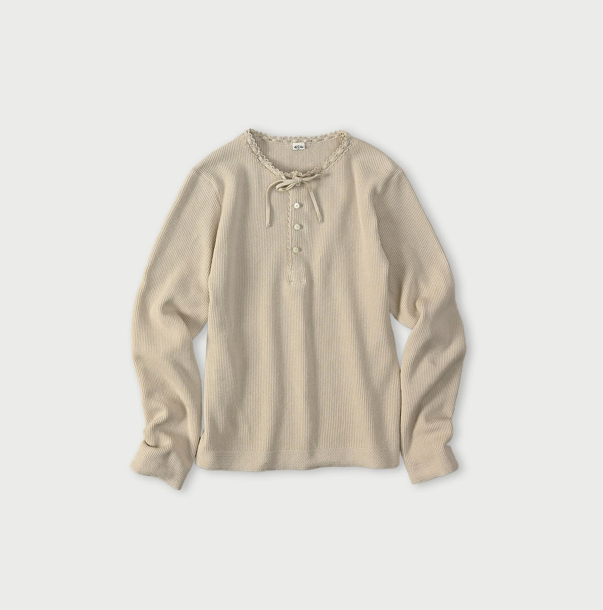 Rib Knit-sewn Henley