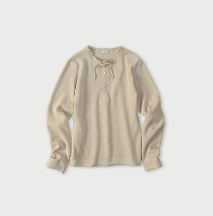 Rib Knit-sewn Henley