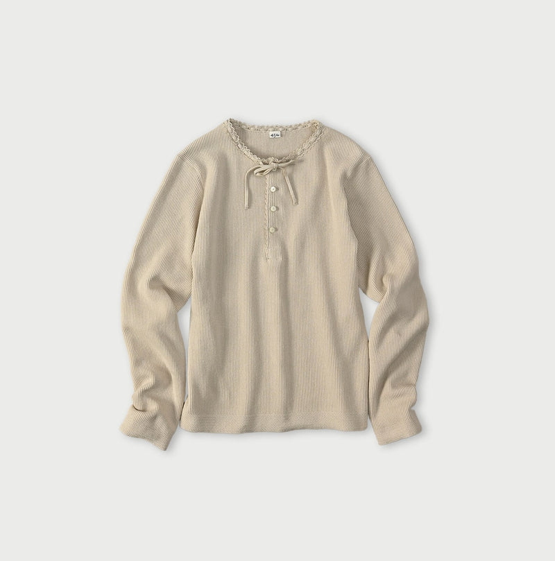 Rib Knit-sewn Henley - Image 2