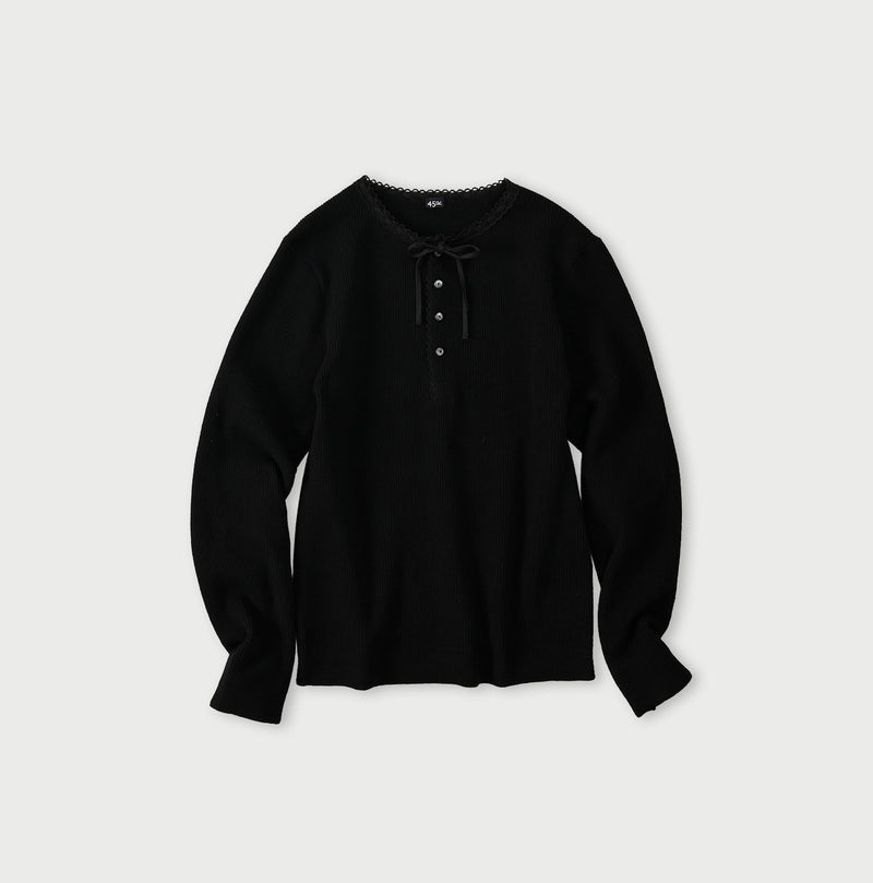 Rib Knit-sewn Henley