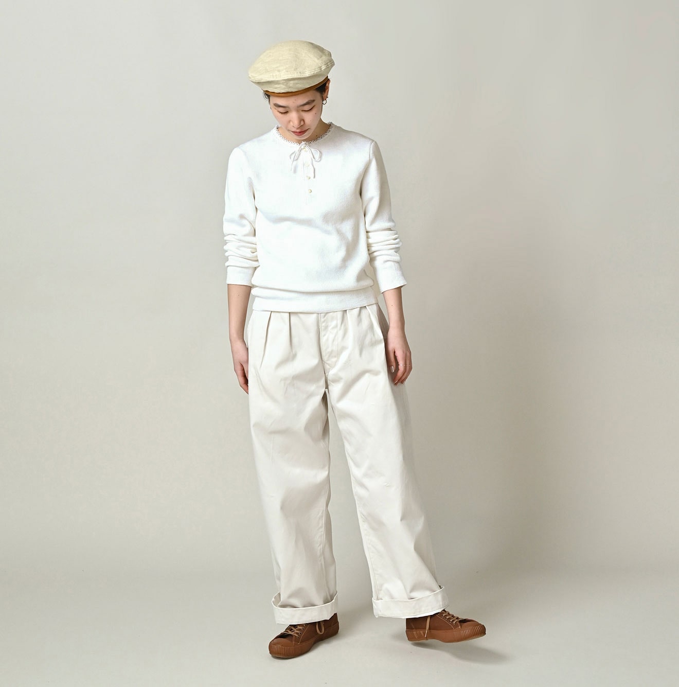 Rib Knit-sewn Henley