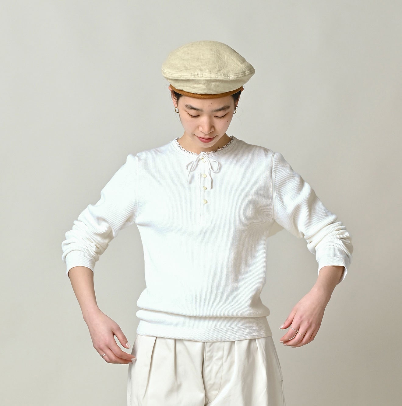 Rib Knit-sewn Henley