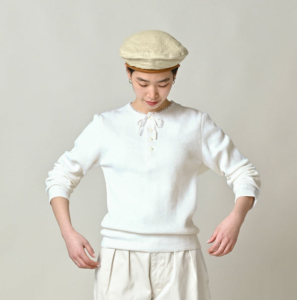 Rib Knit-sewn Henley