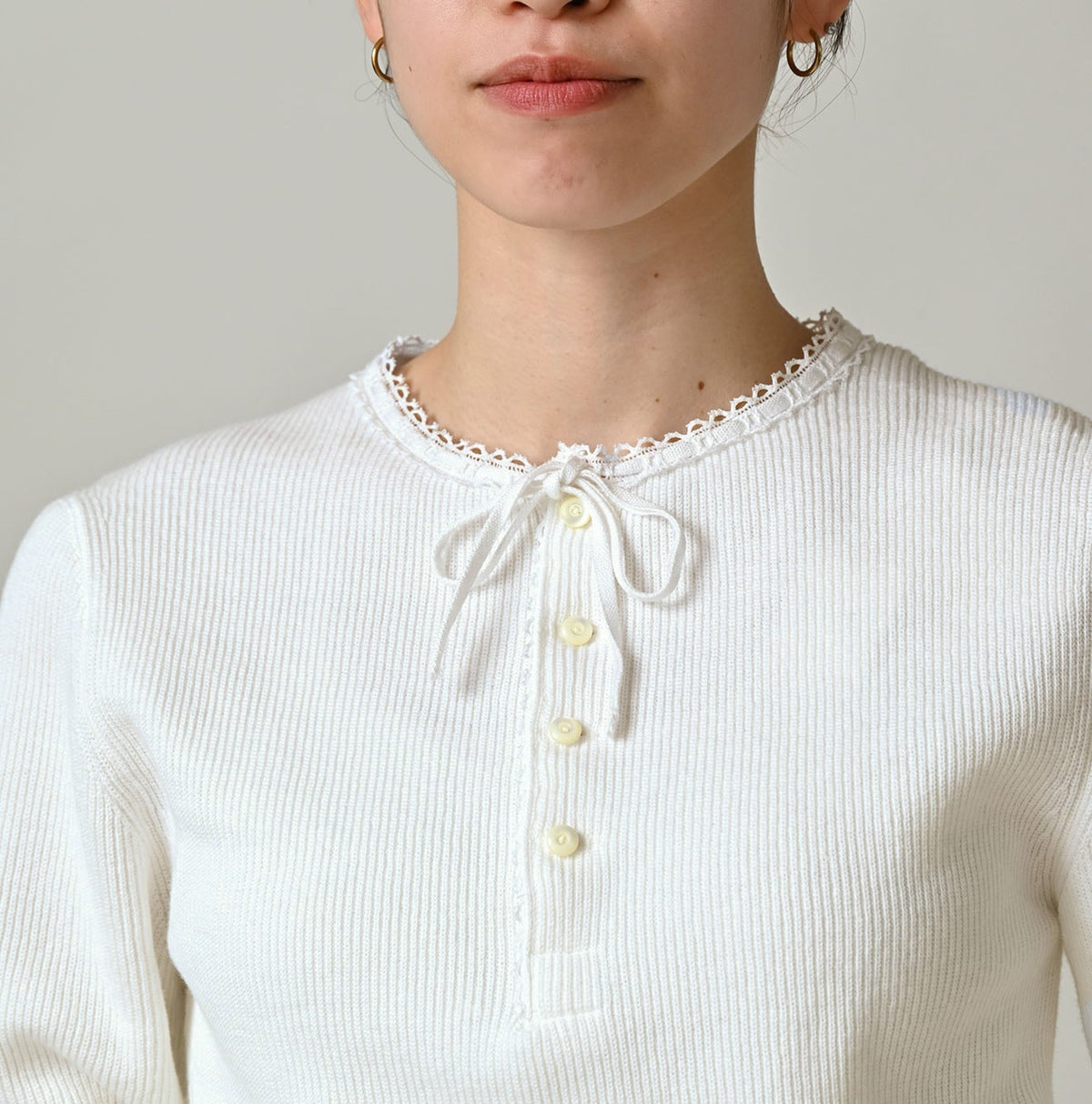 Rib Knit-sewn Henley