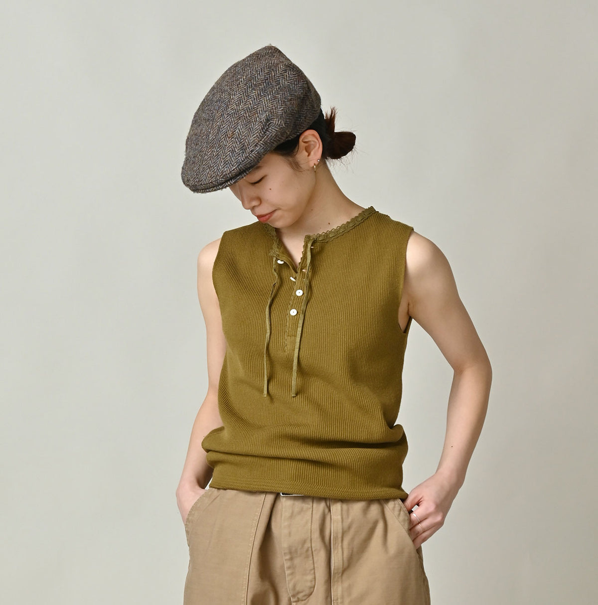 Rib Knit-sewn Camisole
