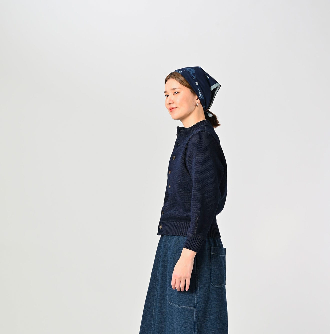 45R Indigo Puff Sleeve Cardigan