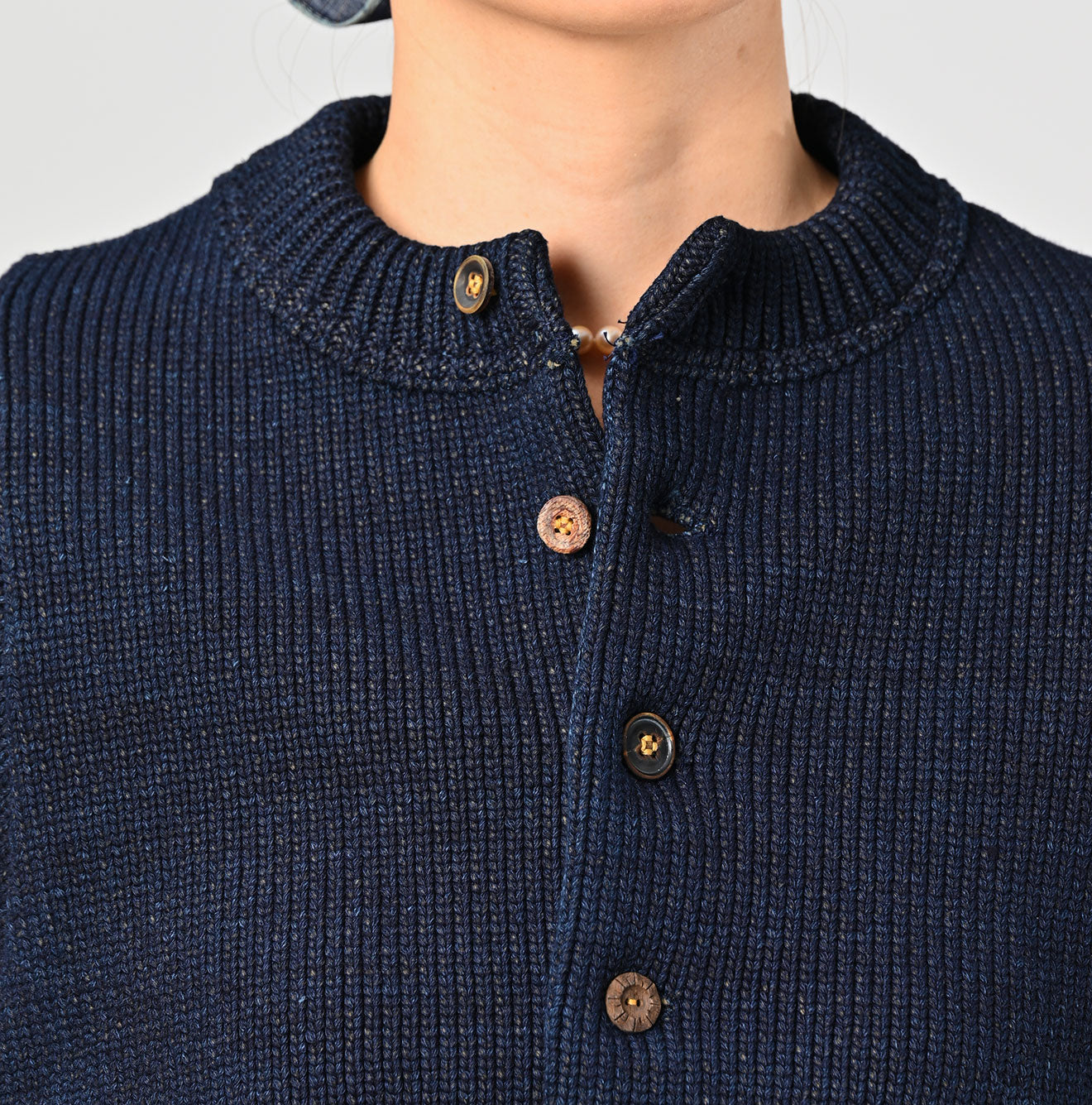 45R Indigo Puff Sleeve Cardigan