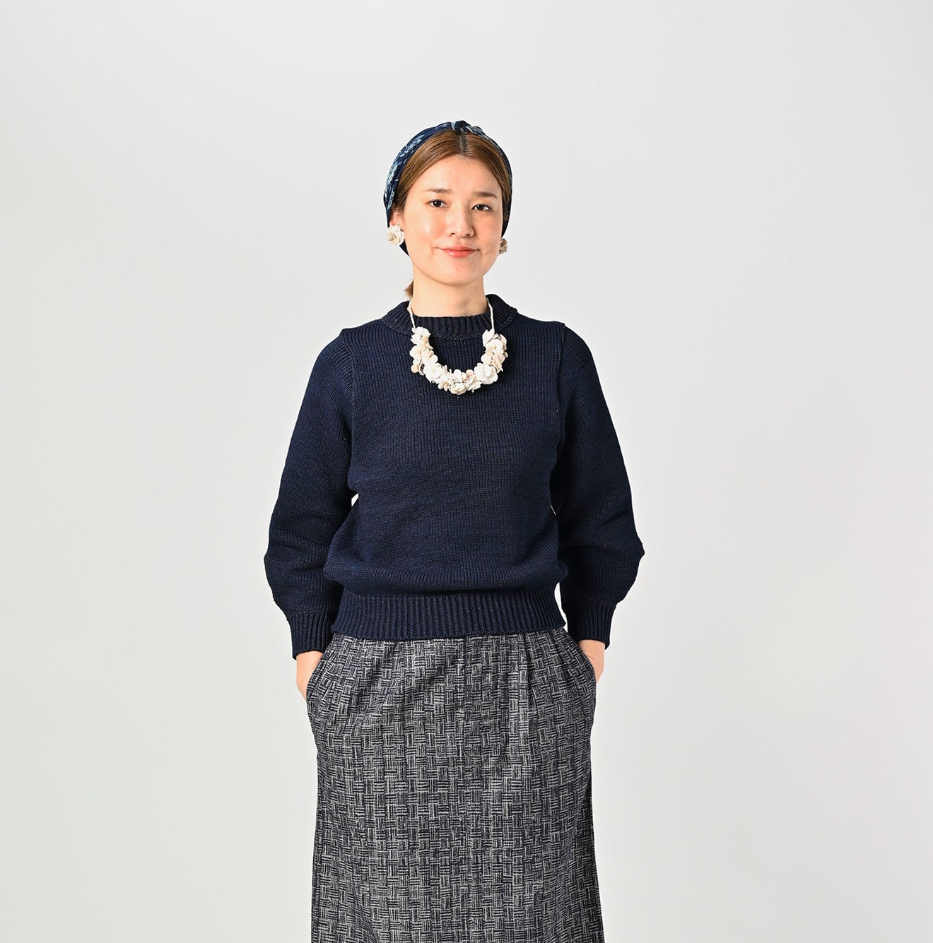 45R Indigo Puff Sleeve Sweater