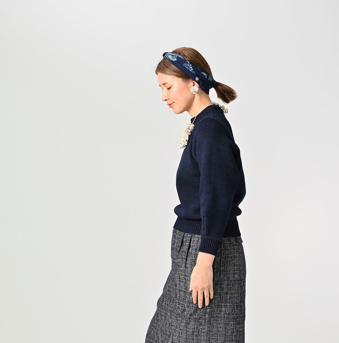 45R Indigo Puff Sleeve Sweater