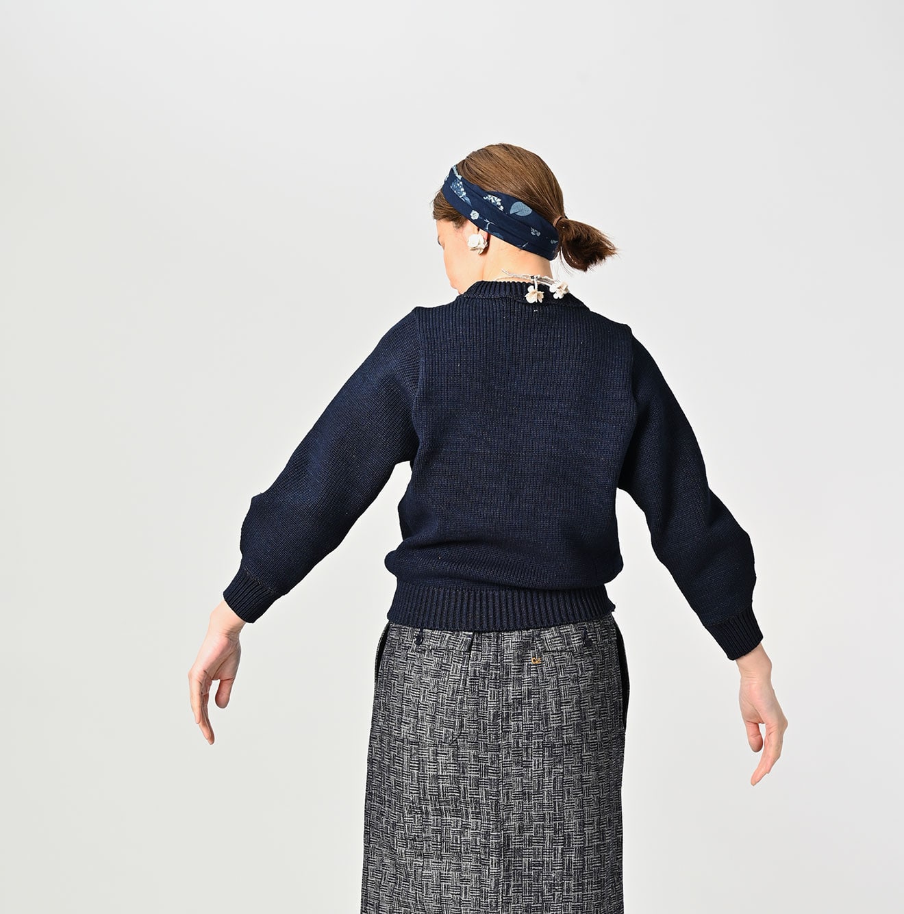 45R Indigo Puff Sleeve Sweater