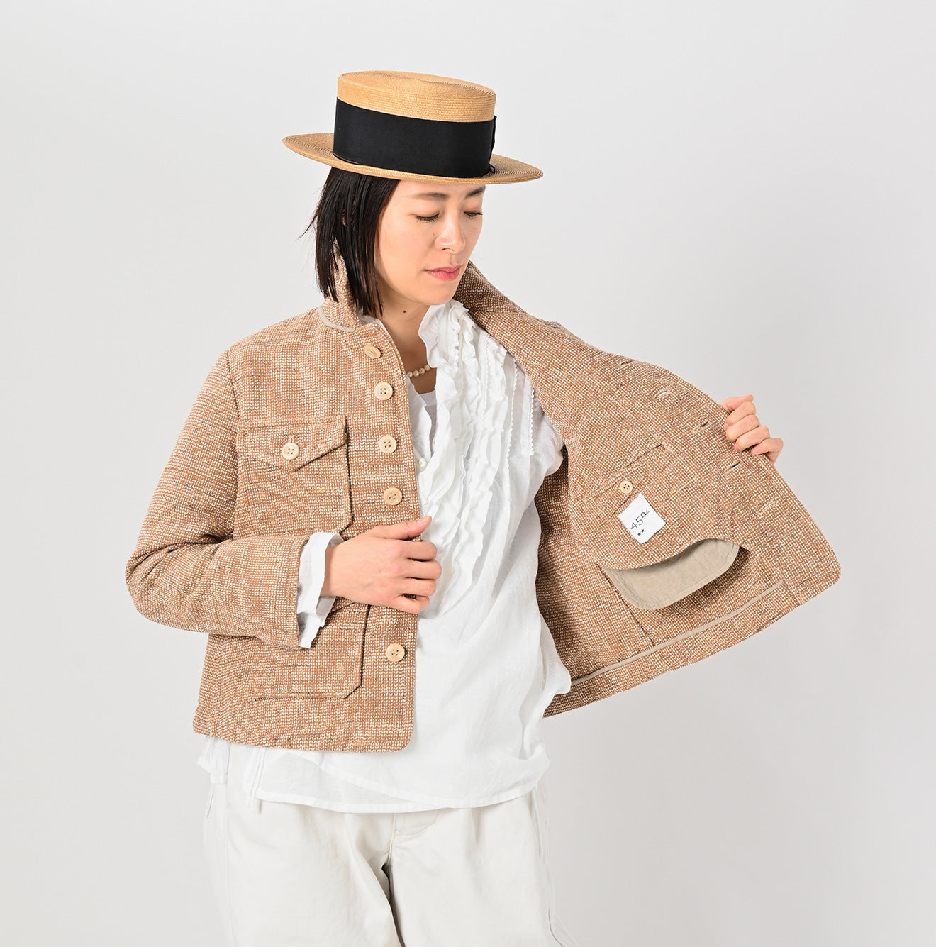 45R Cotton Linen Tweed Annie 4pocket Jacket