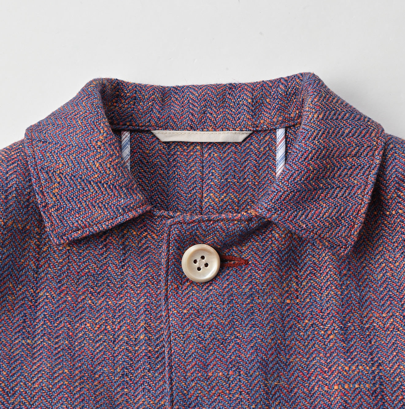 Cotton Linen Herringbone Tweed Square Jacket