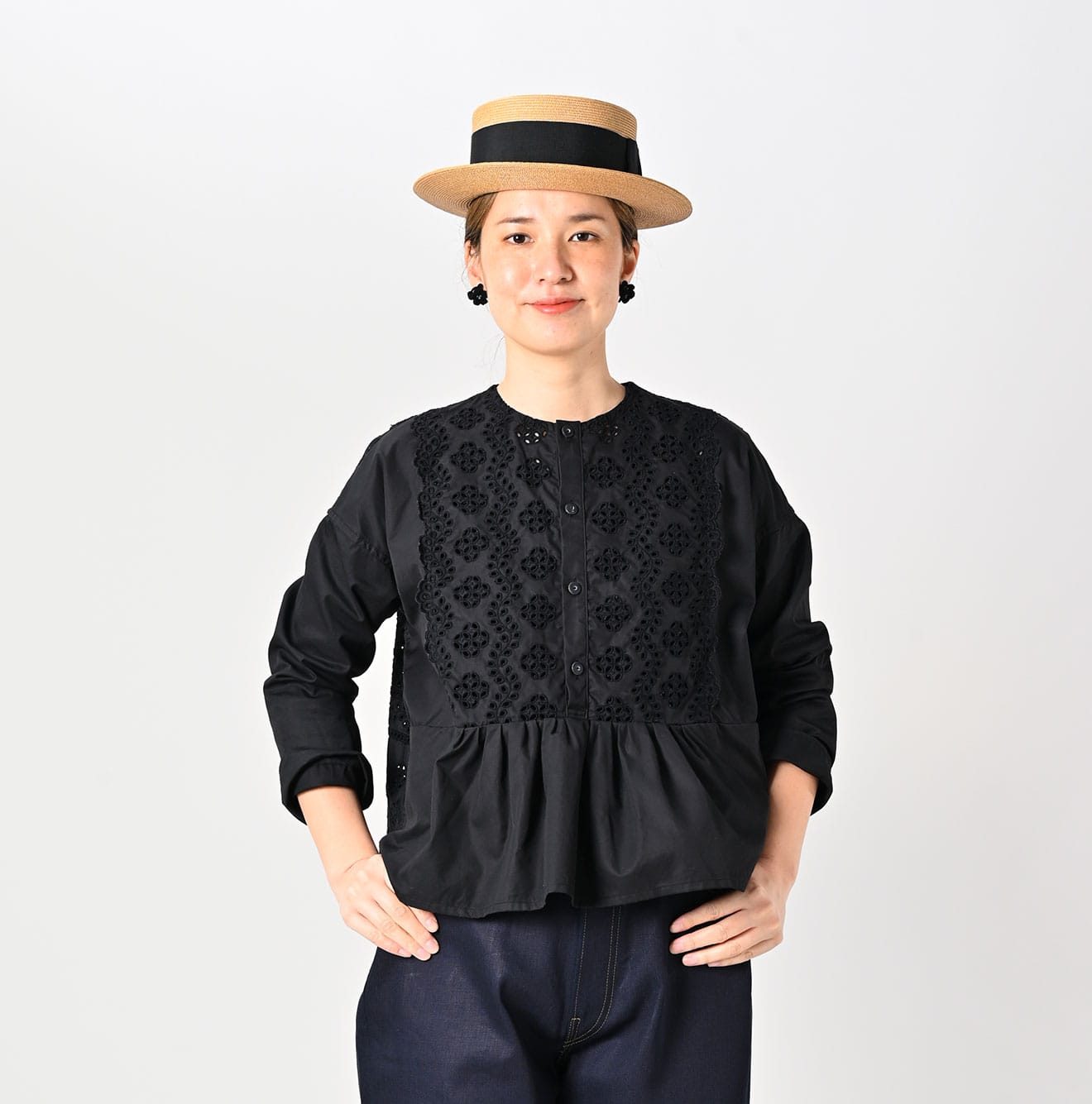 45R Light Gabardine Cutwork Blouse