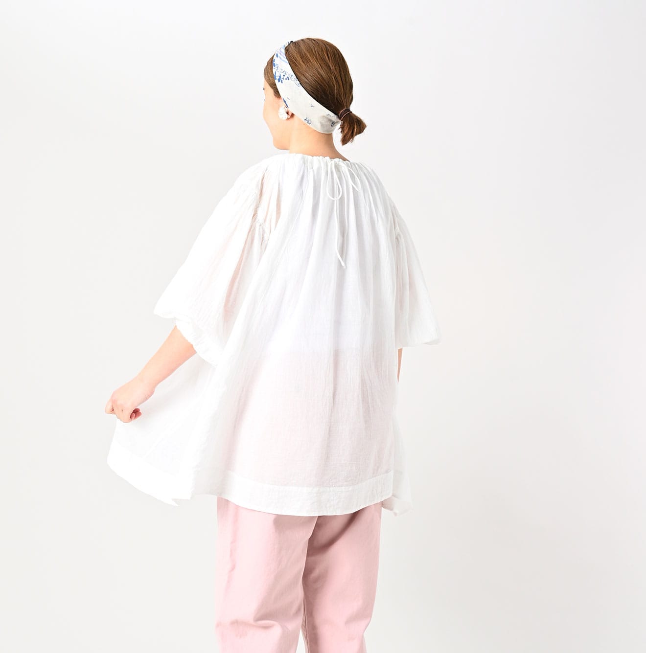 45R Gauze Shirring Tunic Blouse