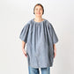 45R Indigo Dungaree Gauze Shirring Tunic Blouse