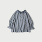 45R Indigo Gauze Frilled Collar Blouse