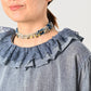 45R Indigo Gauze Frilled Collar Blouse