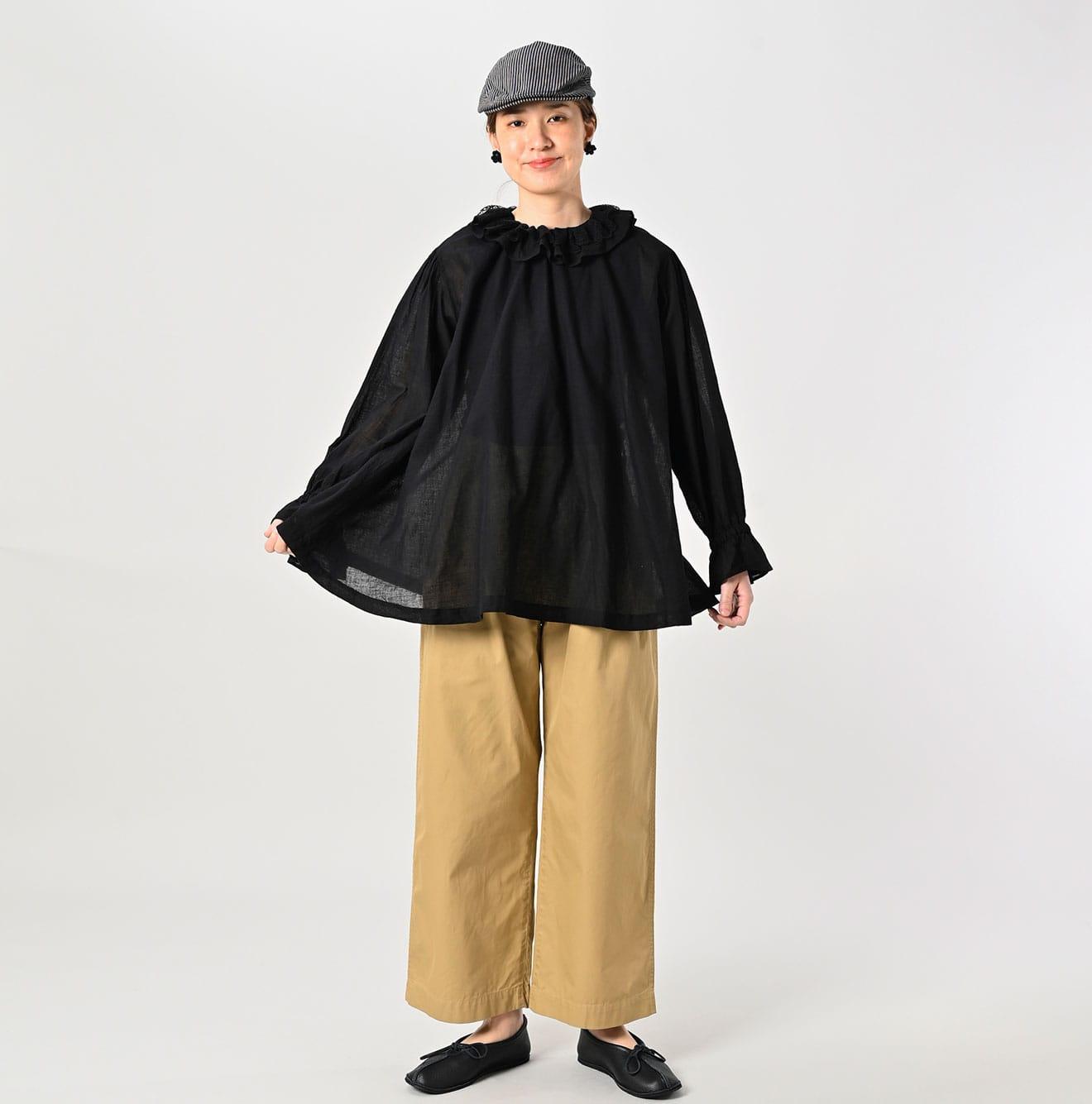 Gauze Frilled Collar Blouse – 45R GLOBAL