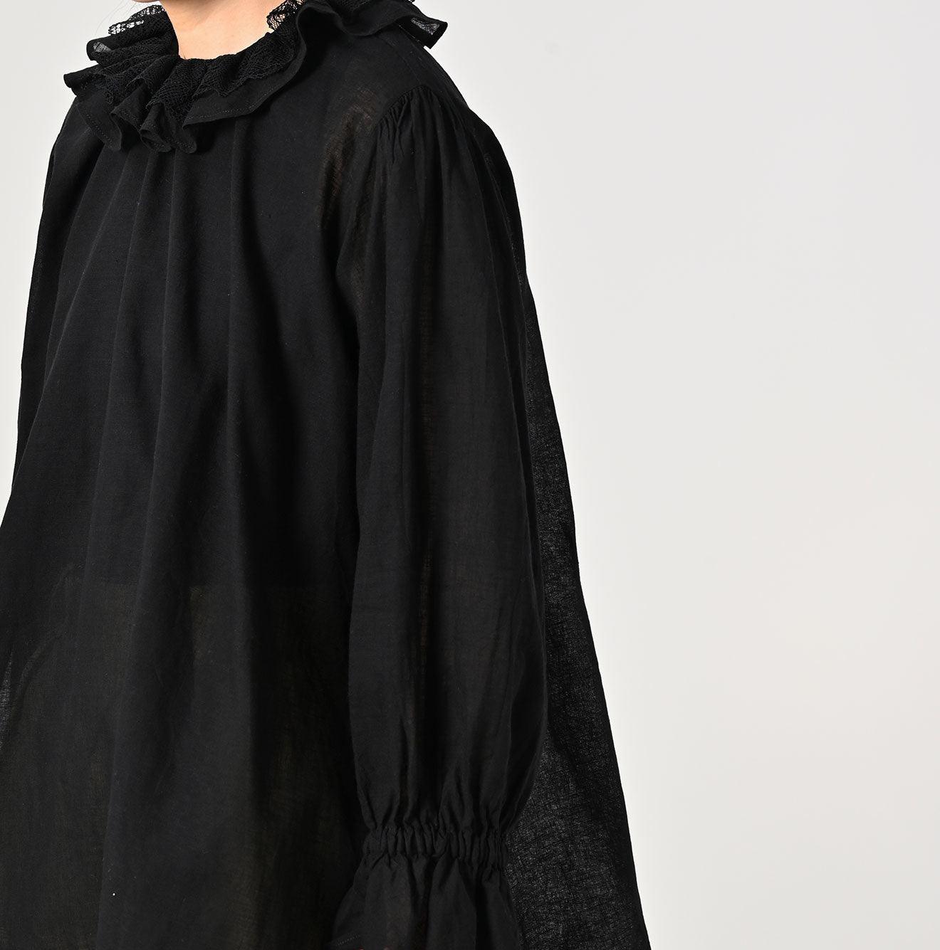 【未使用】Gauze# FRILL COLLAR BLOUSE black Gauze Frilled Collar Blouse – 45R GLOBAL