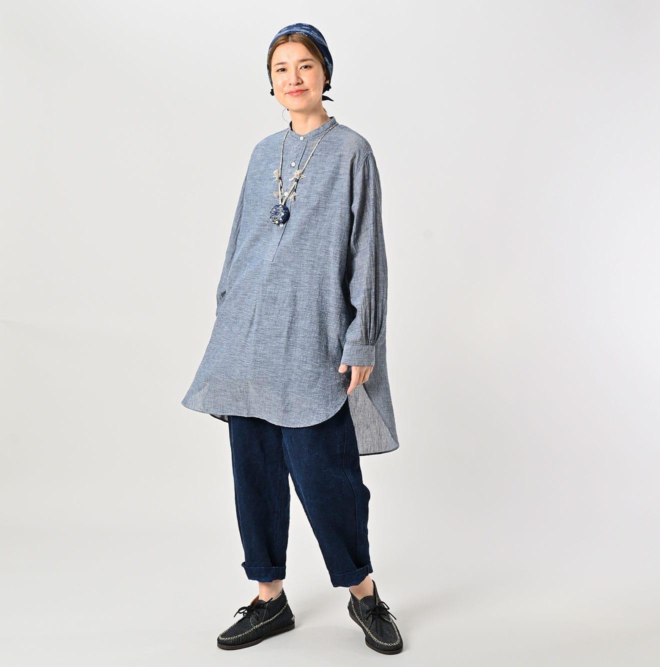 Indigo Gauze Henley Shirt - 45R by 45rpm studio - Image 4