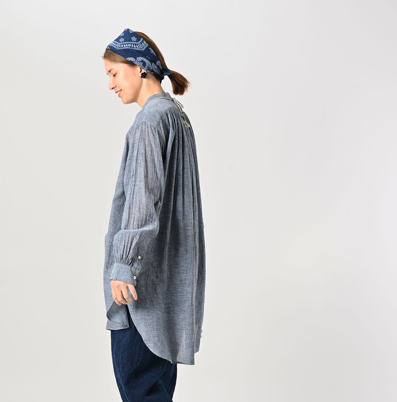 Indigo Gauze Henley Shirt - 45R by 45rpm studio