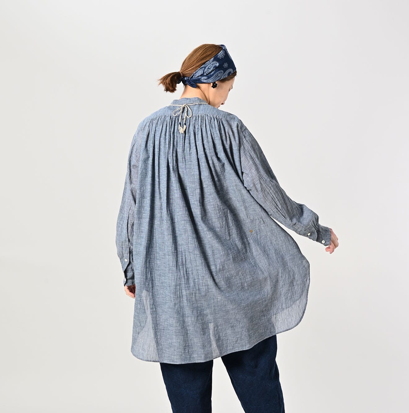 Indigo Gauze Henley Shirt - 45R by 45rpm studio