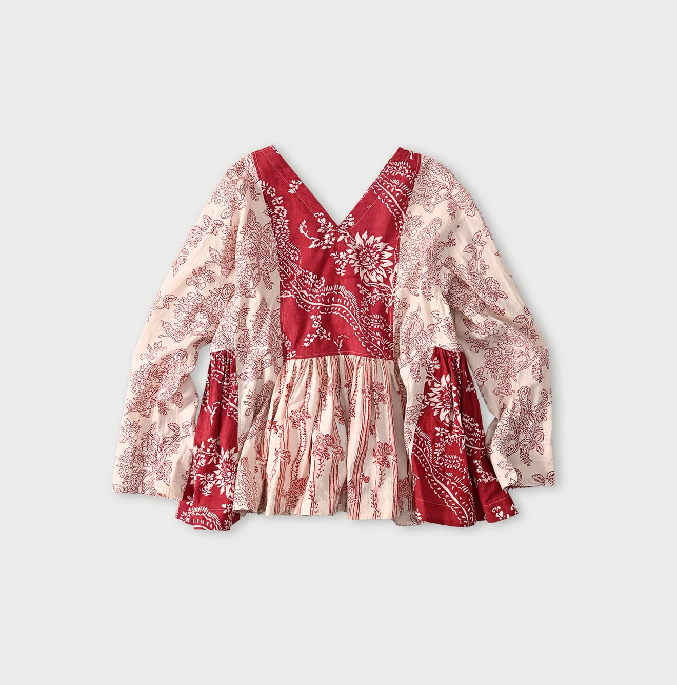 45R Khadi Block-Print Patchwork Blouse - Image 11