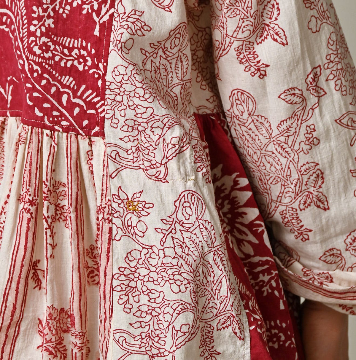 45R Khadi Block-Print Patchwork Blouse