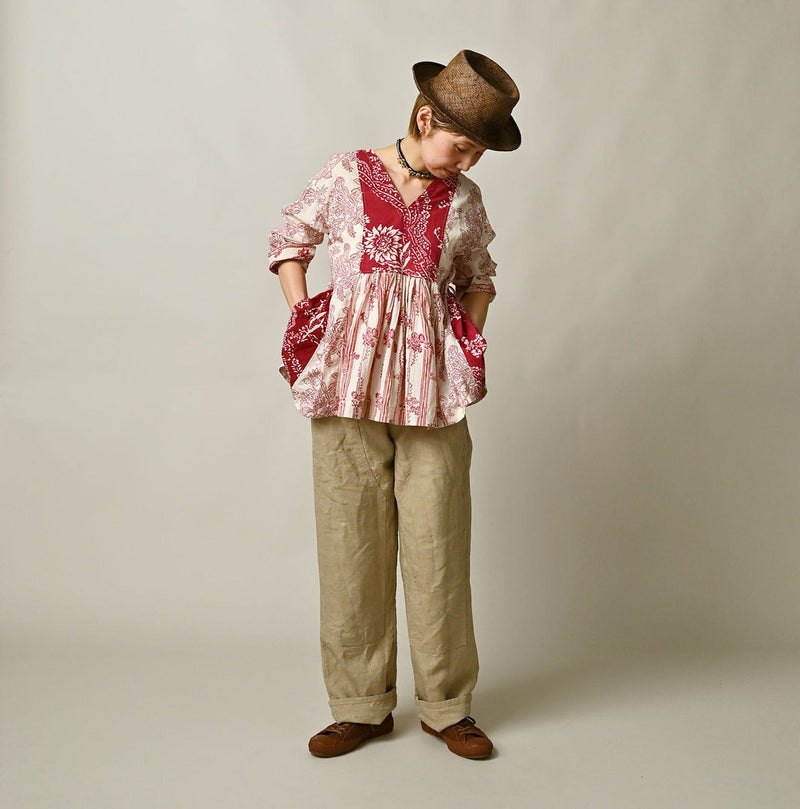 45R Khadi Block-Print Patchwork Blouse - Image 3