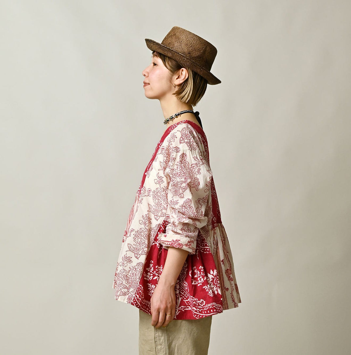 45R Khadi Block-Print Patchwork Blouse