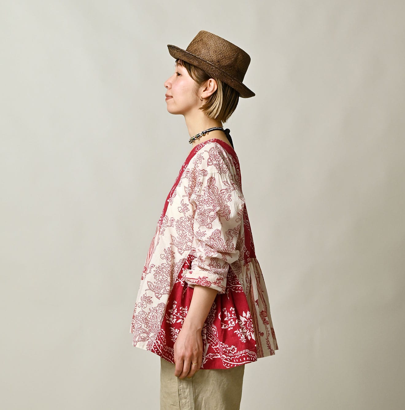 45R Khadi Block-Print Patchwork Blouse - Image 5