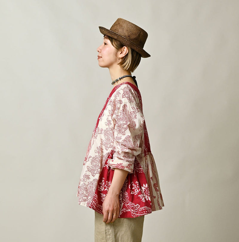 45R Khadi Block-Print Patchwork Blouse - Image 5