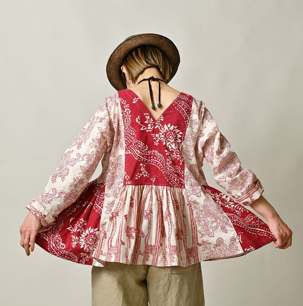 45R Khadi Block-Print Patchwork Blouse