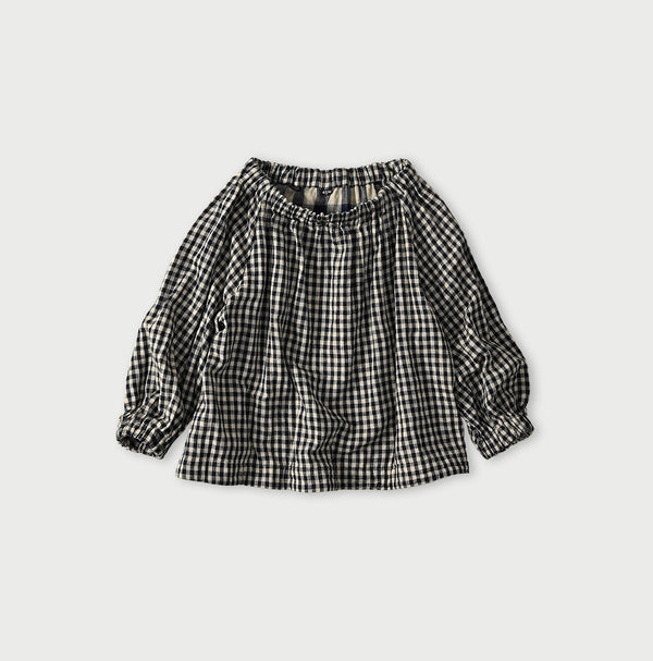 45R Indigo Doublecloth Shirring Blouse